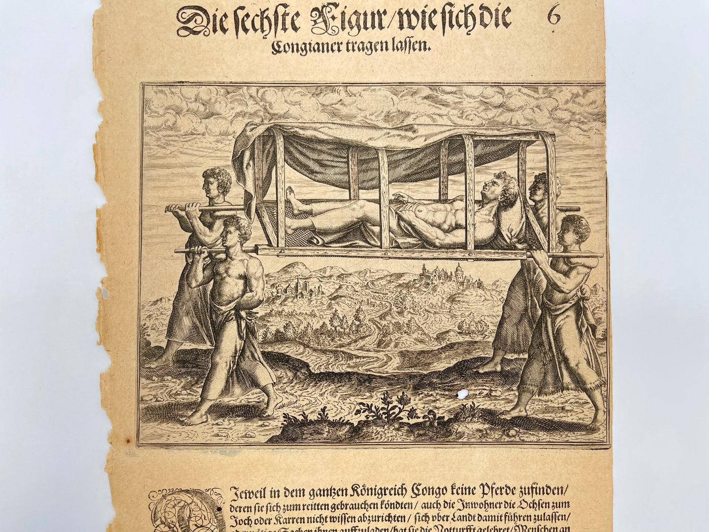 Antique Print - Theodor de Bry - "A Man Travels in a Palanquin" - Germany - Dahlströms Fine Art