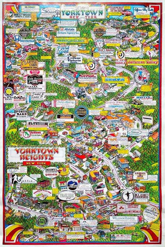 Vintage Map Print - America - Color Map of Yorktown - Westchester - New York - Dahlströms Fine Art
