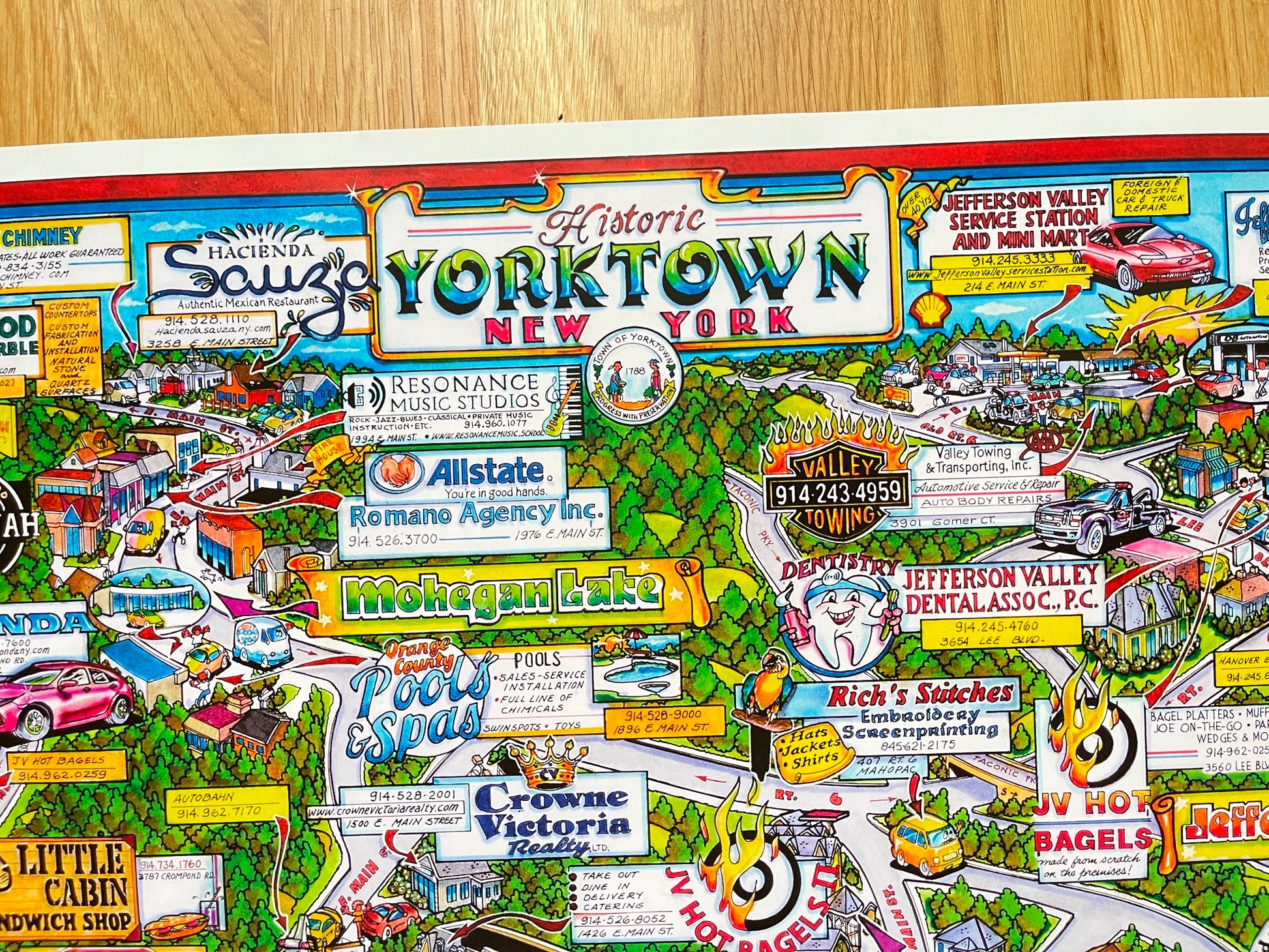 Vintage Map Print - America - Color Map of Yorktown - Westchester - New York - Dahlströms Fine Art