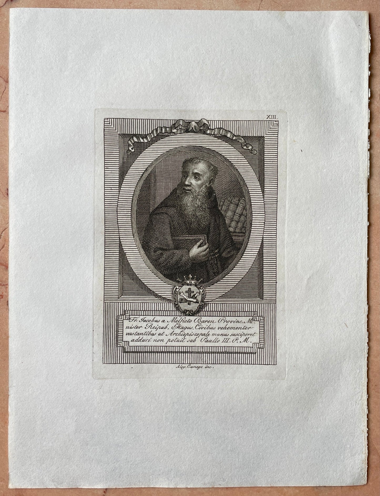 Antique Print - Church Dignitary - Luigi Cunego - Fr. Jacobus a Melficto - Dahlströms Fine Art