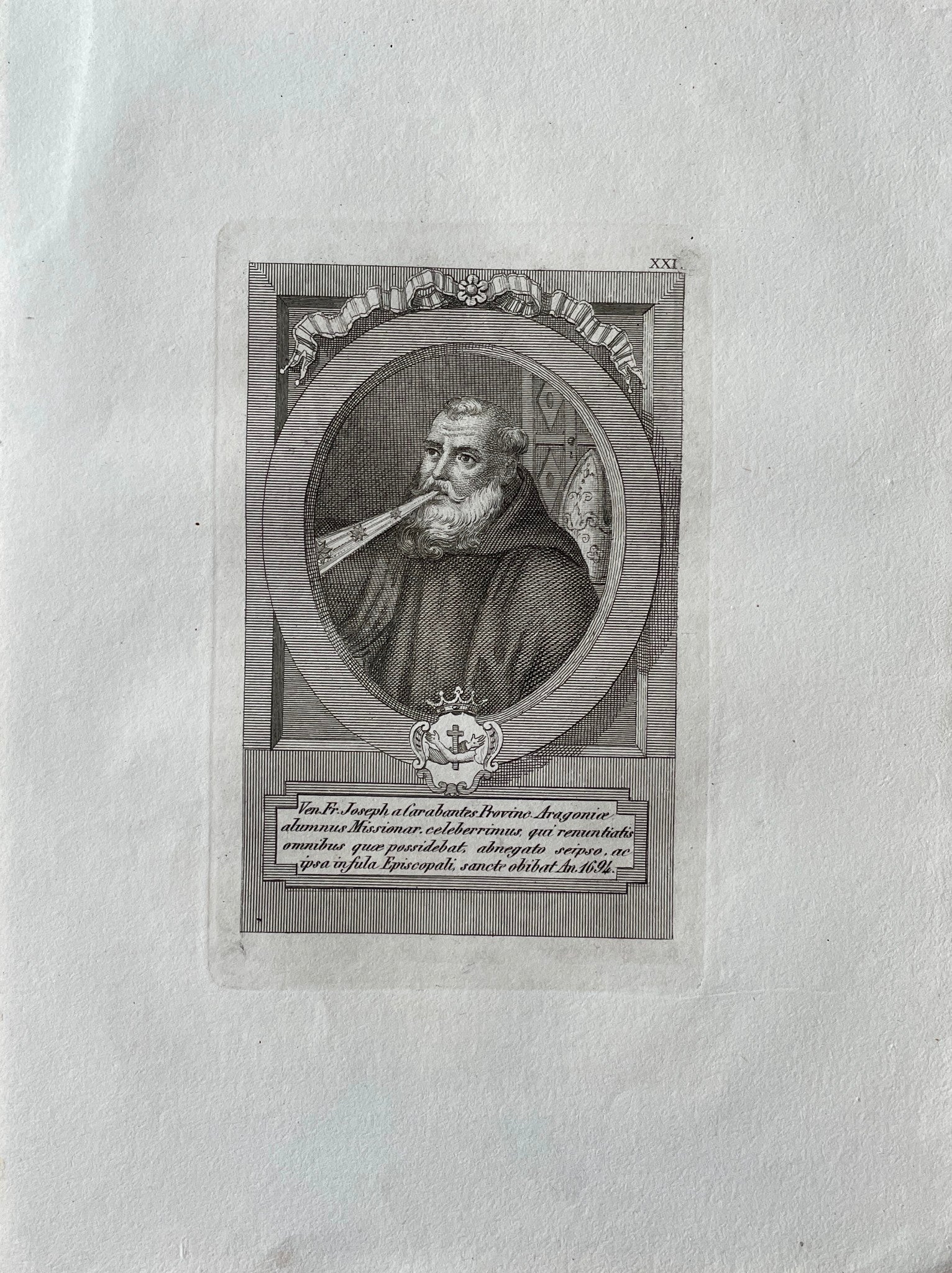 Antique Print - Church Dignitary - Luigi Cunego - Fr. Joseph - Carabantes Provin - Dahlströms Fine Art