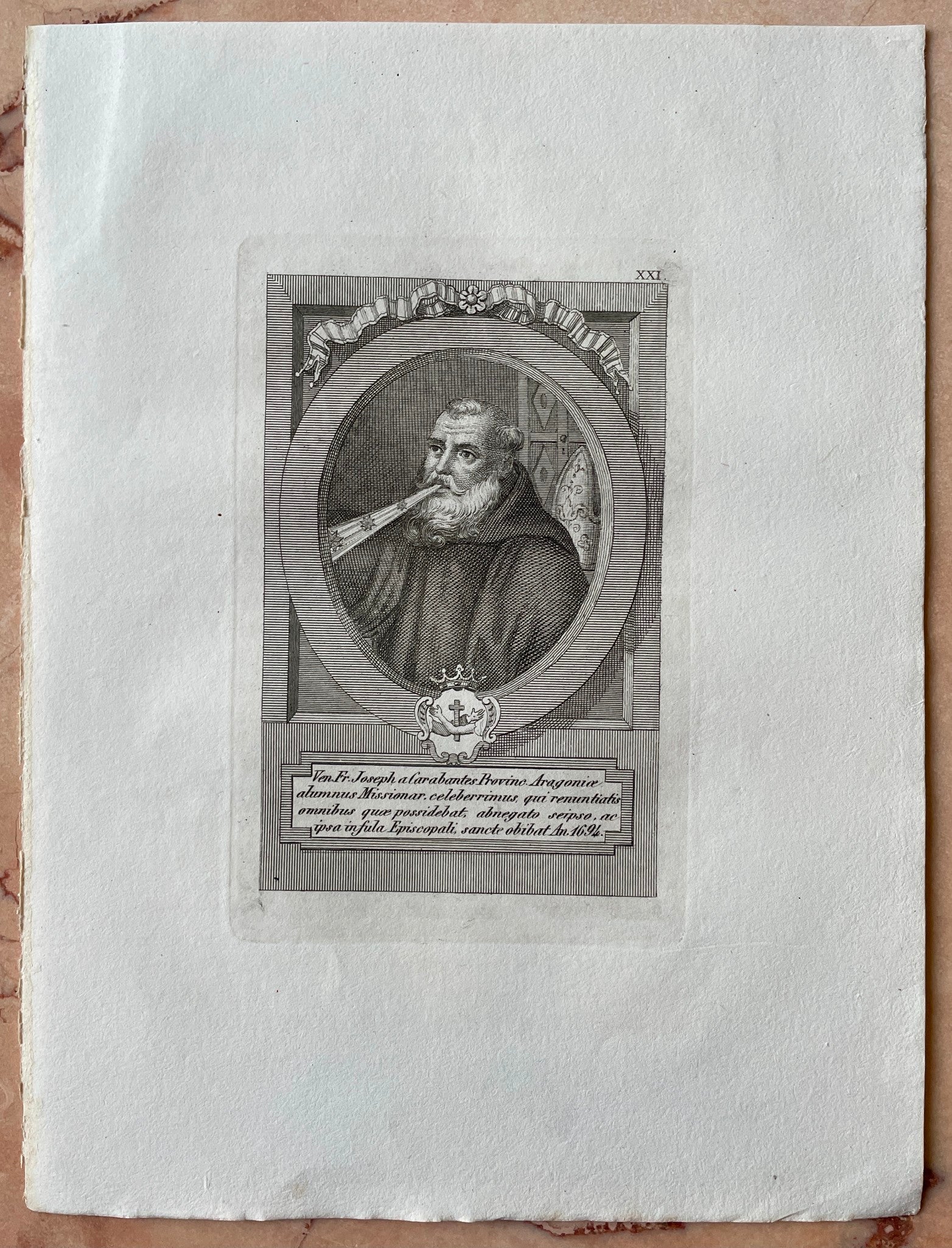 Antique Print - Church Dignitary - Luigi Cunego - Fr. Joseph - Carabantes Provin - Dahlströms Fine Art
