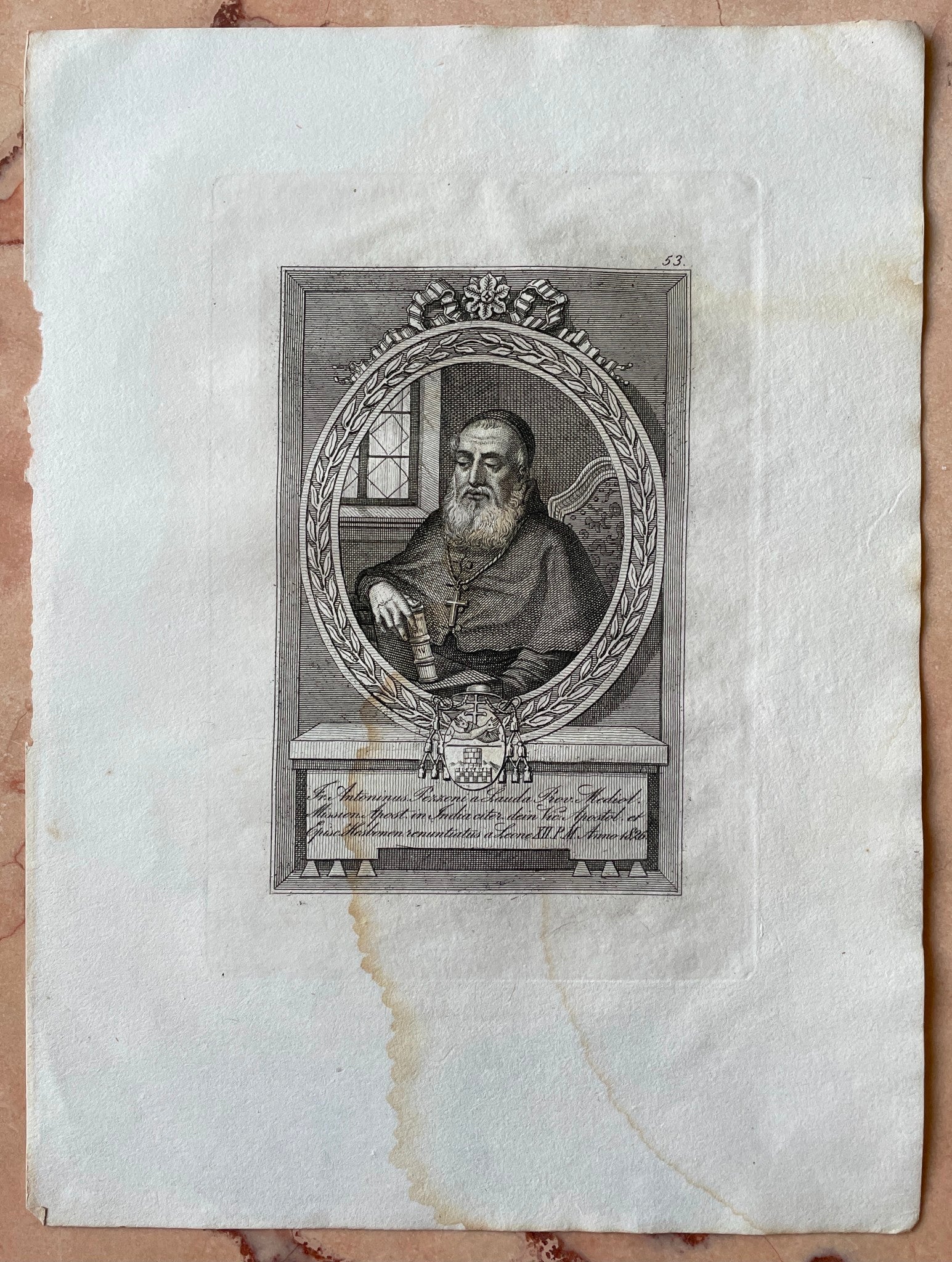 Antique Print - Church Dignitary - Luigi Cunego - Fr. Antoninus Pezzoni - Lauda - Dahlströms Fine Art