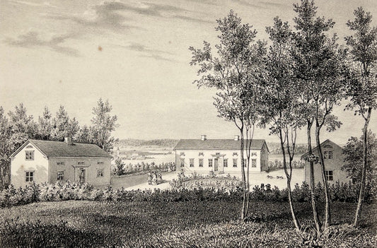 Antique Aquatint - View of Christinelund Manor - Helsingborg - Allerums - Sweden