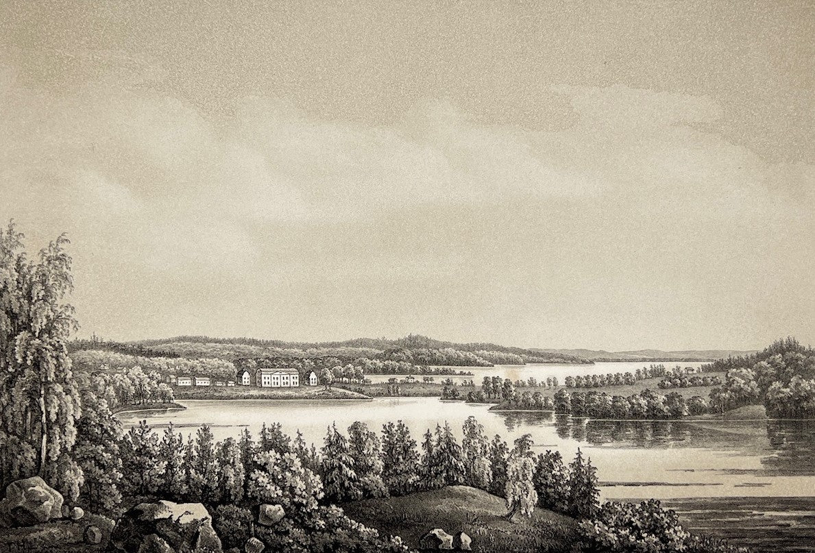 Antique Aquatint - View of Gammelbo - Lindesberg Municipality - Orebro - Sweden