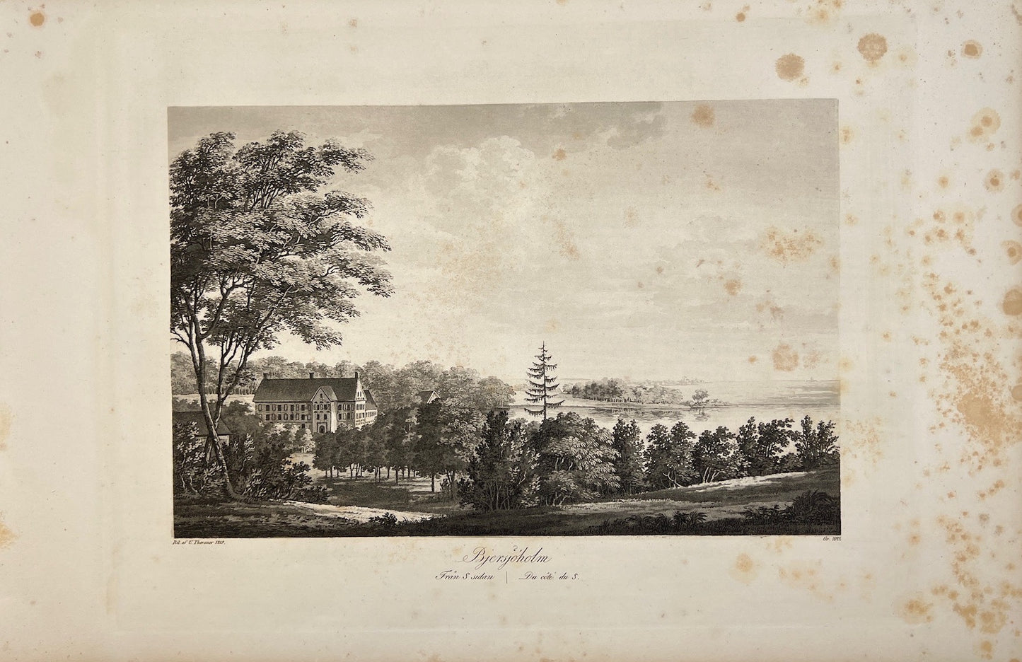 Antique Print - View of Bjarsjoholm Castle - Ystad - Skane - Ulrik Thersner