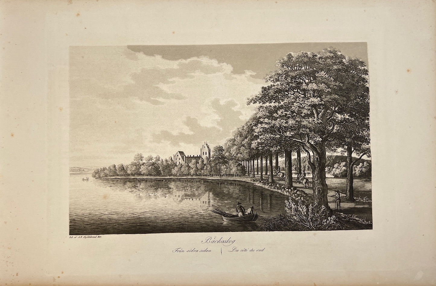 Antique Print - View of Backaskog castle - Kristianstad - Kiaby - Skane - Sweden