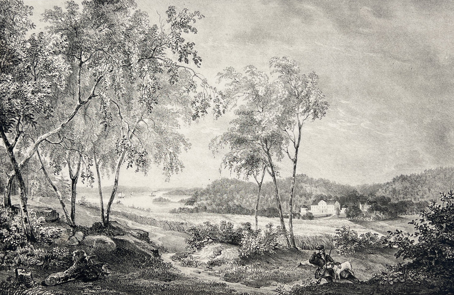 Antique Aquatint - View of Vellinge - Skane County, Scania - Landscape of Sweden