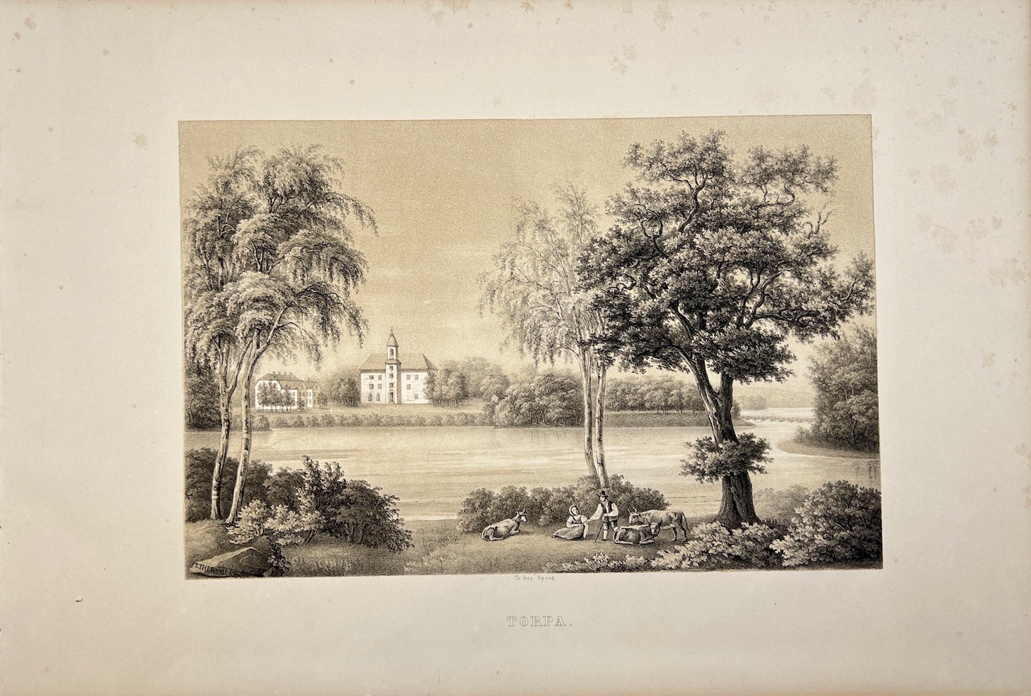 Antique Print - View of Torpa Stone House - Boras - Vastergotland - Sweden