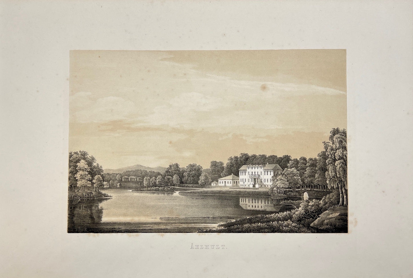 Antique Print - View of Alshult Manor - Ryd - Vastergotland - Sweden - Thresher