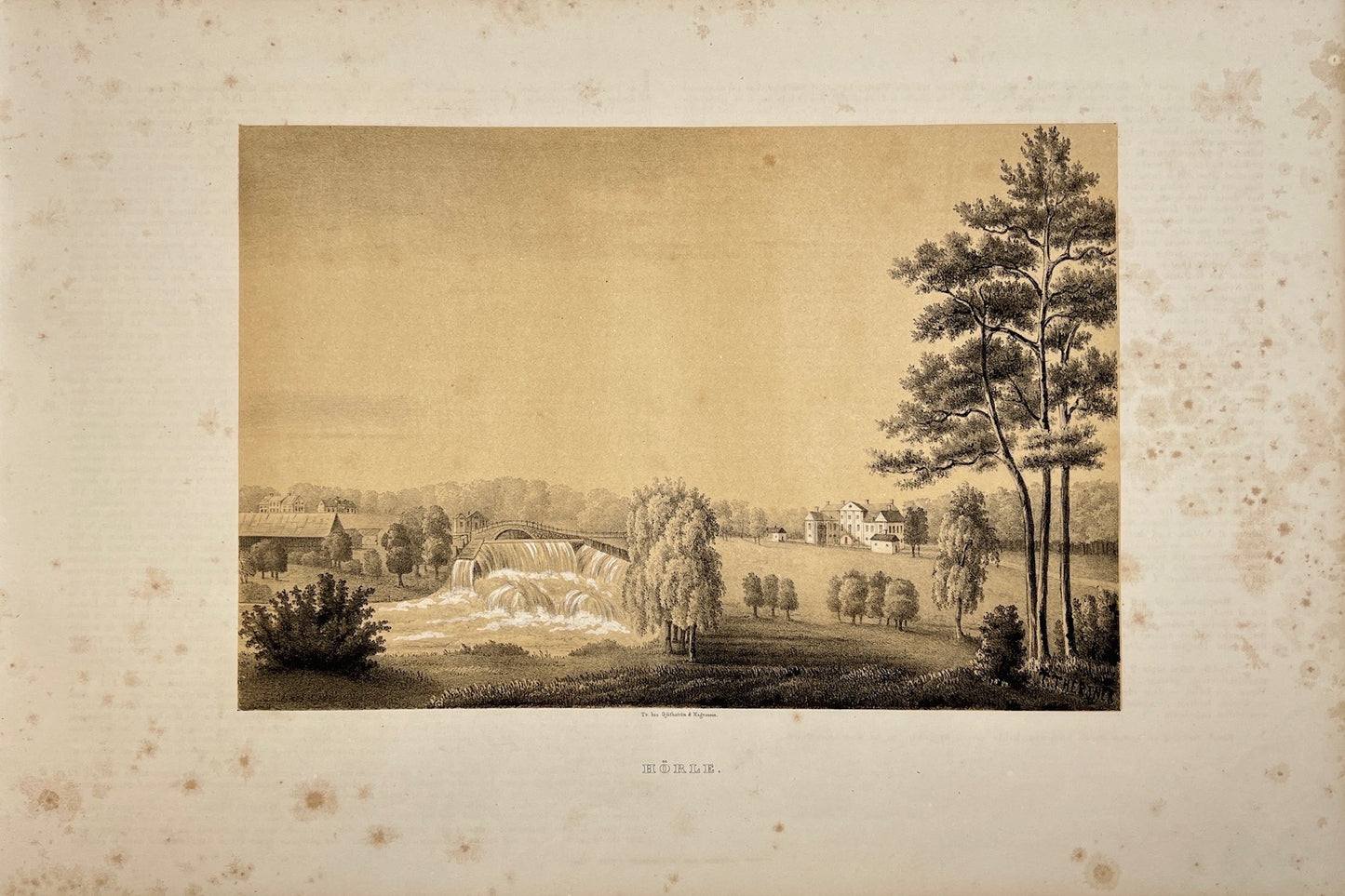 Antique Print - View of Horle Mansion - Varnamo Municipality - Jonkoping County