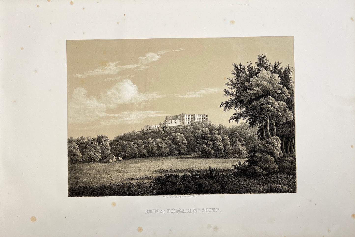 Antique Print - View of Borgholm Castle Ruin - Borgholm - Sweden Ulrik Thresher