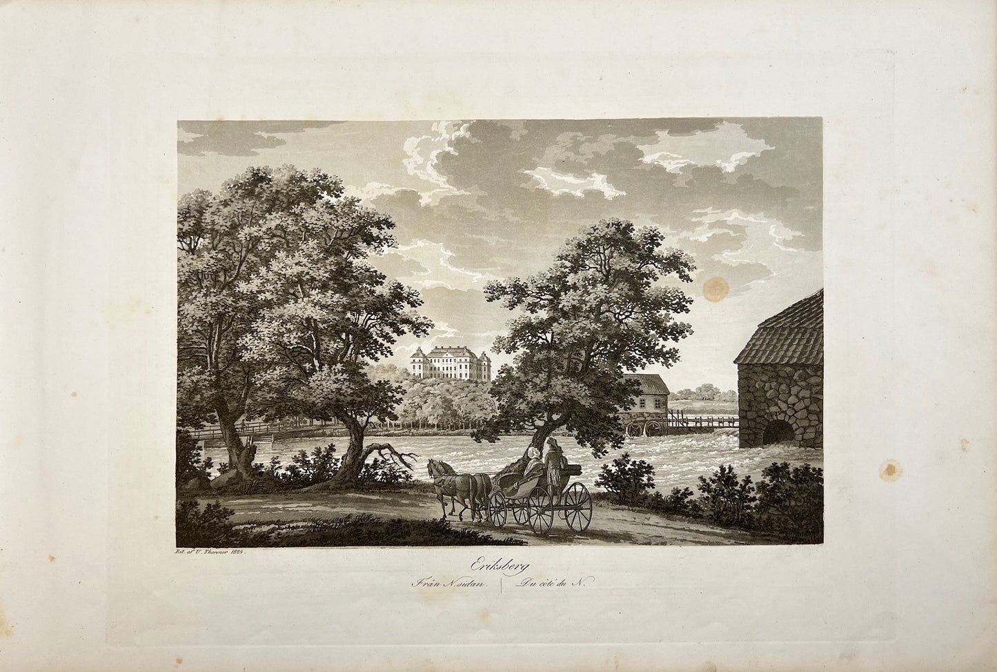 Antique Print - View of Eriksberg - Gothenburg - Sweden - Ulrik Thresher - 1828