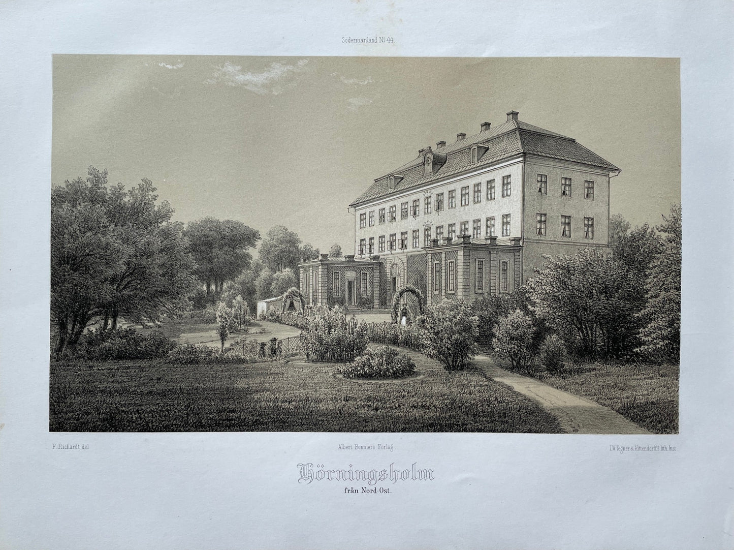 Architecture Print-Scandinavian-Antique-1869-Hörningsholm from the North-East - Dahlströms Fine Art