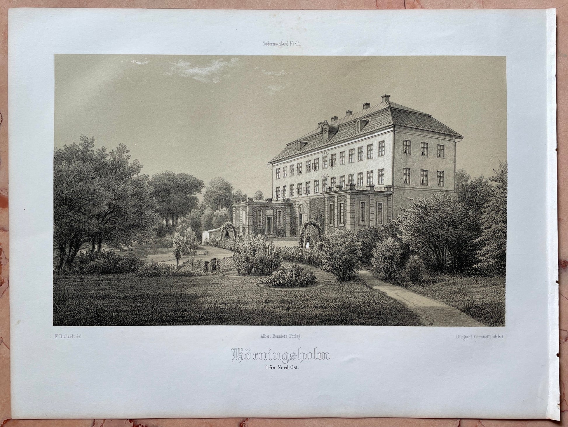 Architecture Print-Scandinavian-Antique-1869-Hörningsholm from the North-East - Dahlströms Fine Art