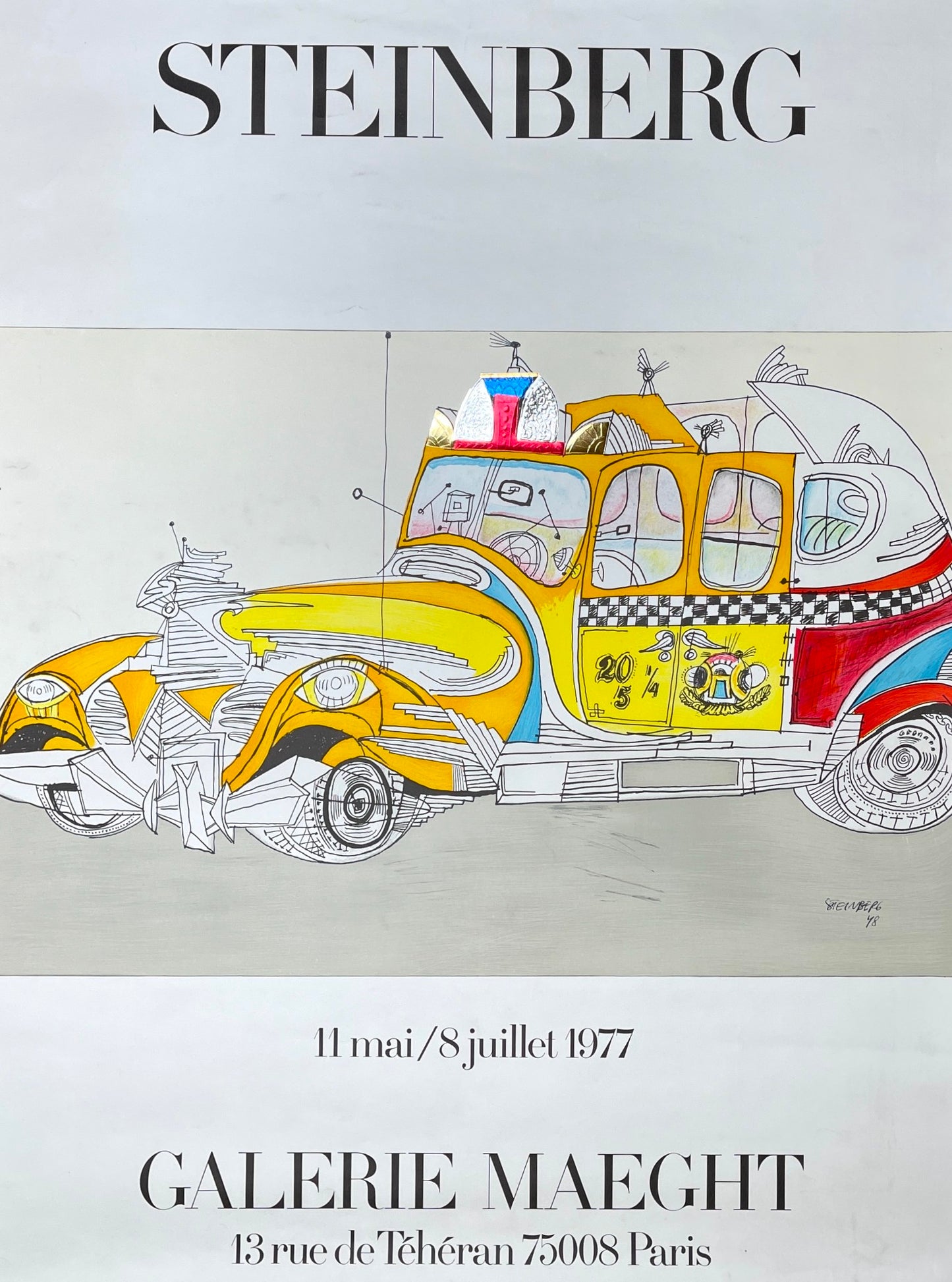 Exhibition Poster - Saul Steinberg - Taxi Drawing - Galerie Maeght Paris 1977 - Dahlströms Fine Art