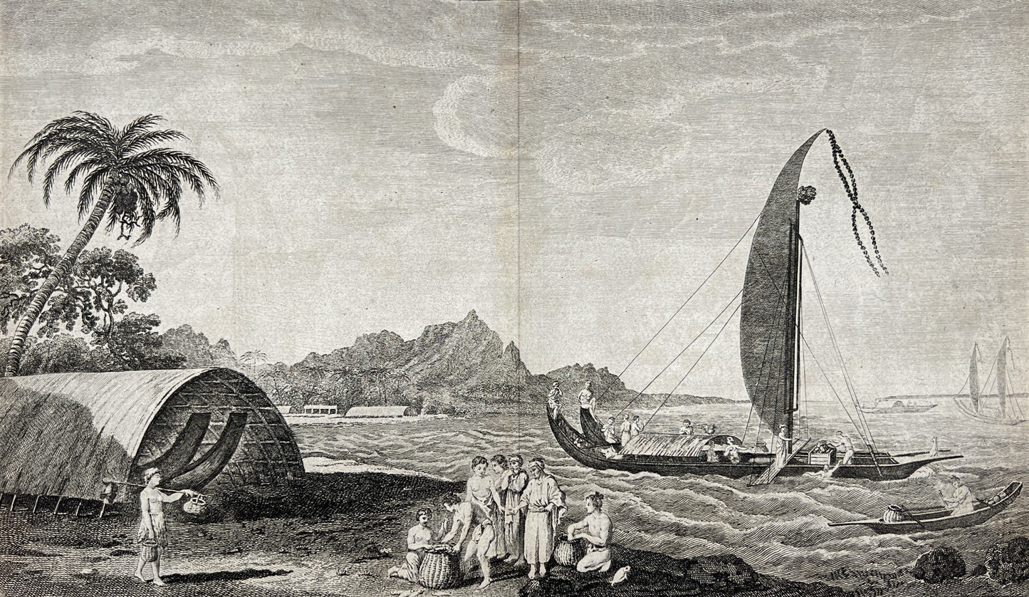 Antique Print - Raiatea Island - French Polynesian Culture - James Cook Voyage