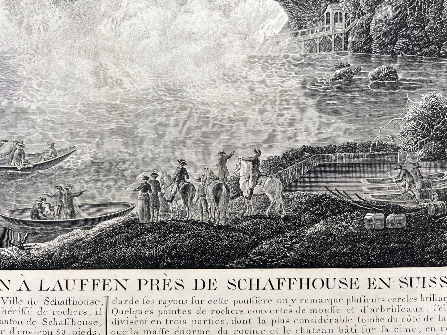 Antique Print - View of the village of Lauffen - Rhine Falls - Switzerland, 1783