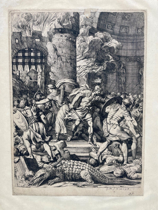 Antique Print - Capture of Alexandria - Girard Audran - Guillaume Courtois - Art - Dahlströms Fine Art