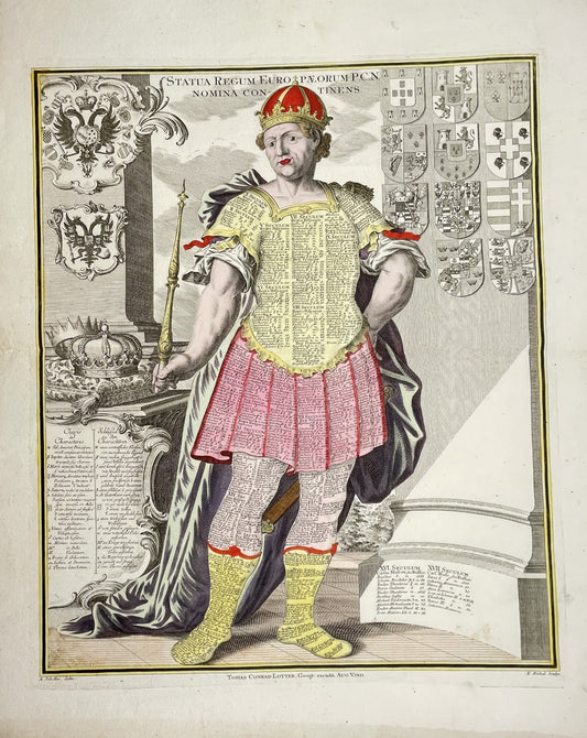 Antique Map Print - Colossus Monarchic. Statua Danielis SEUTTER, Matthaus 1707 - Dahlströms Fine Art