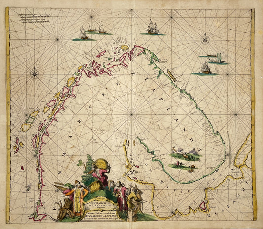 Antique Map Print - Louis Renard - Map of Norway - Finland - Lapland - Sea Chart - Dahlströms Fine Art