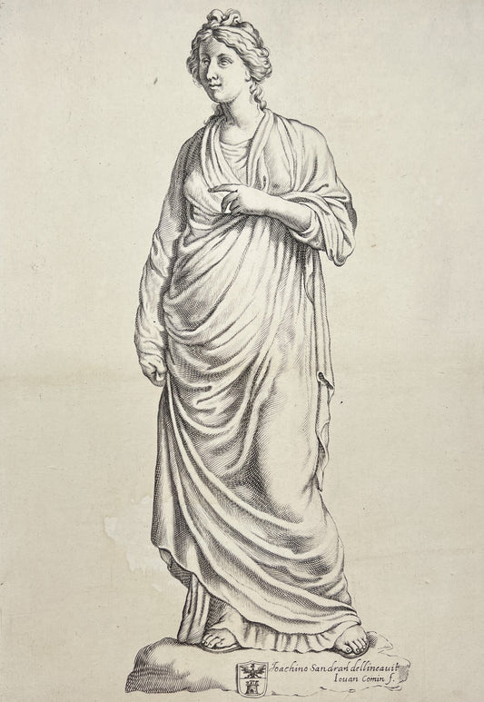 Antique Engraving - Statue - Joachim von Sandrart - 17th Century - Italy, Rome