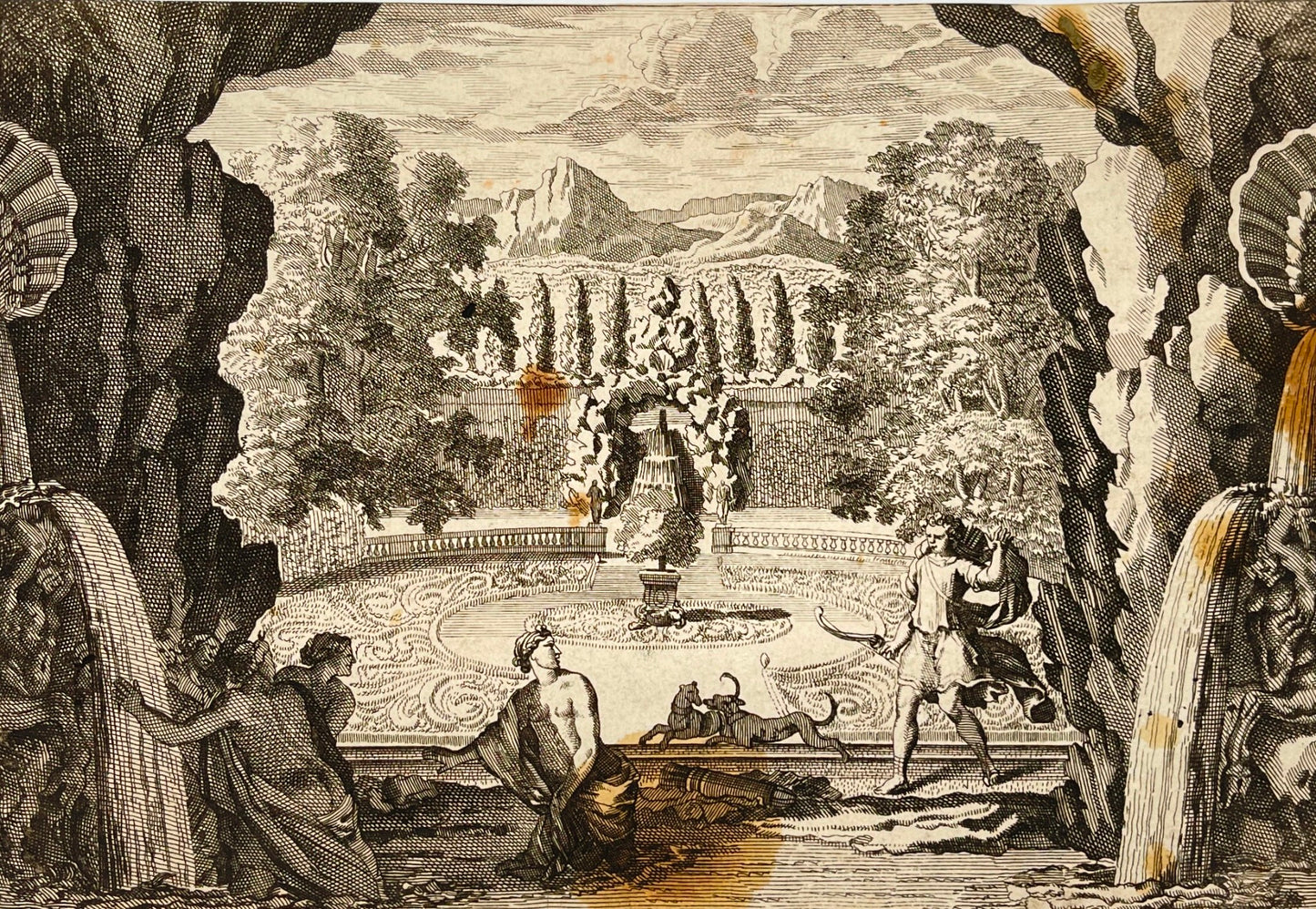 Antique Print Diana and Actaeon Mythological scene17 th Century Jean Lepautre - Dahlströms Fine Art