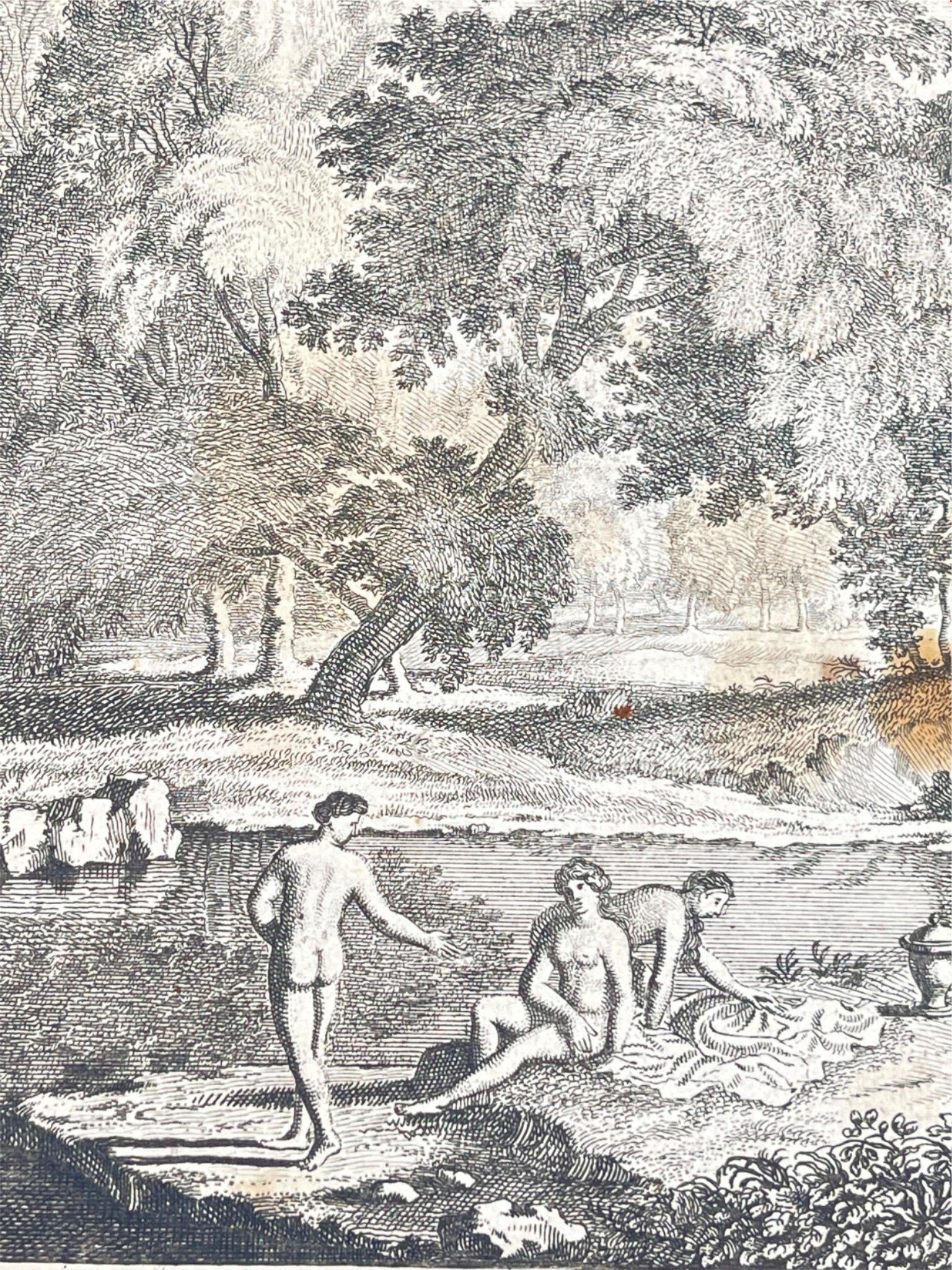 Antique Print Nymphs bath lake Arcadian Land 17 th Century Jan van Call Nudes - Dahlströms Fine Art