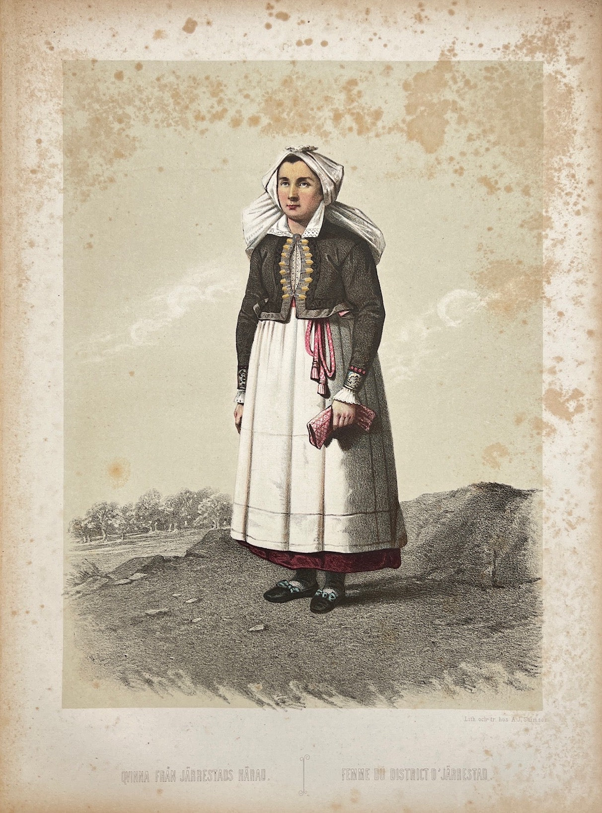 Antique Costume Print - Scanian Folk Costumes - Woman from Jarrestad - Sweden - Dahlströms Fine Art