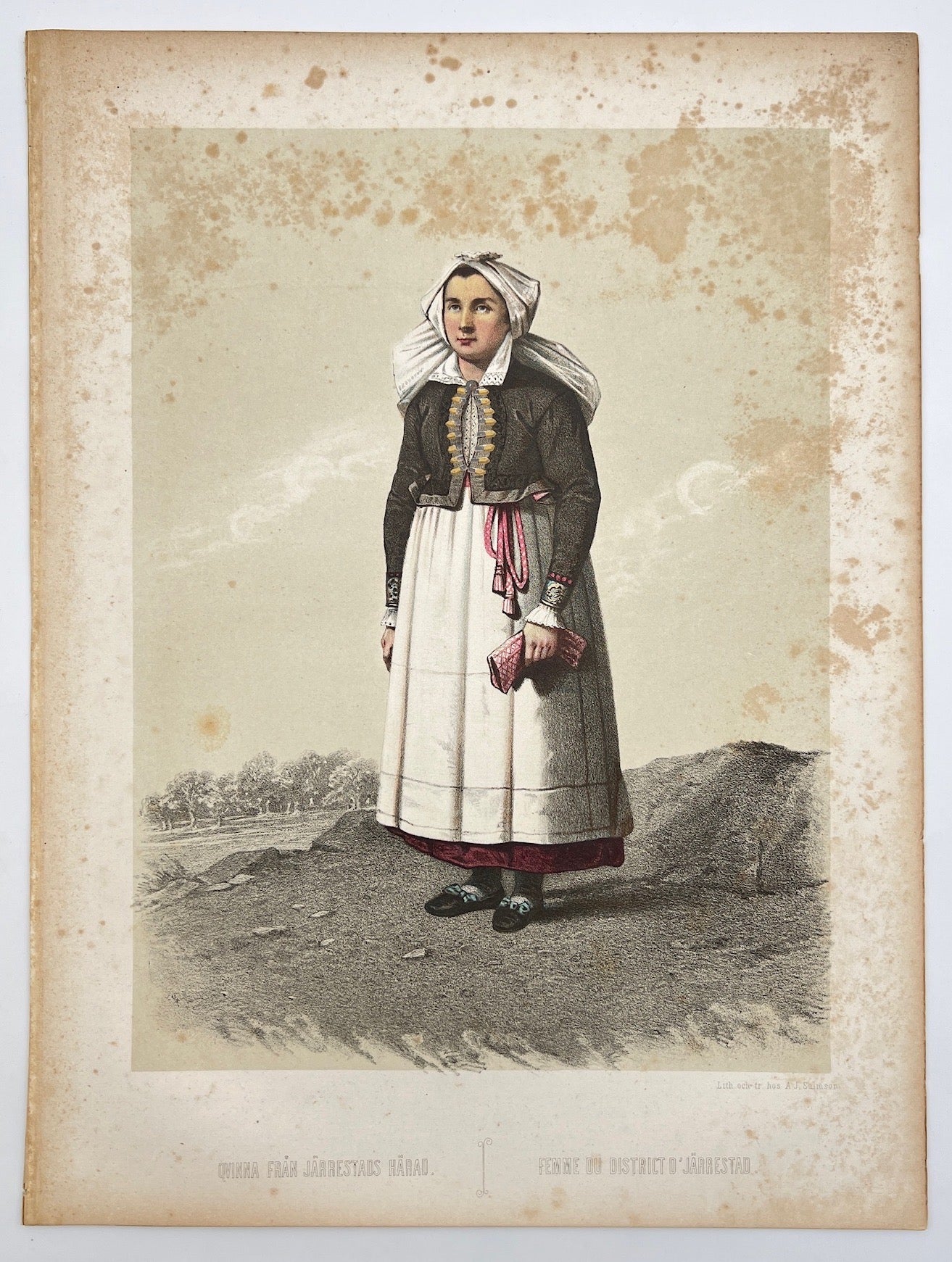 Antique Costume Print - Scanian Folk Costumes - Woman from Jarrestad - Sweden - Dahlströms Fine Art