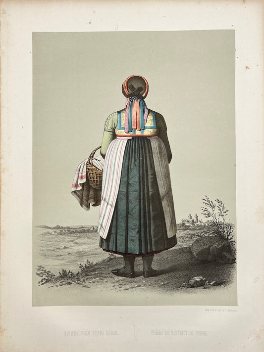 Antique Costume Print - Scanian Folk Costumes - Woman from Torna - Sweden - 1872 - Dahlströms Fine Art