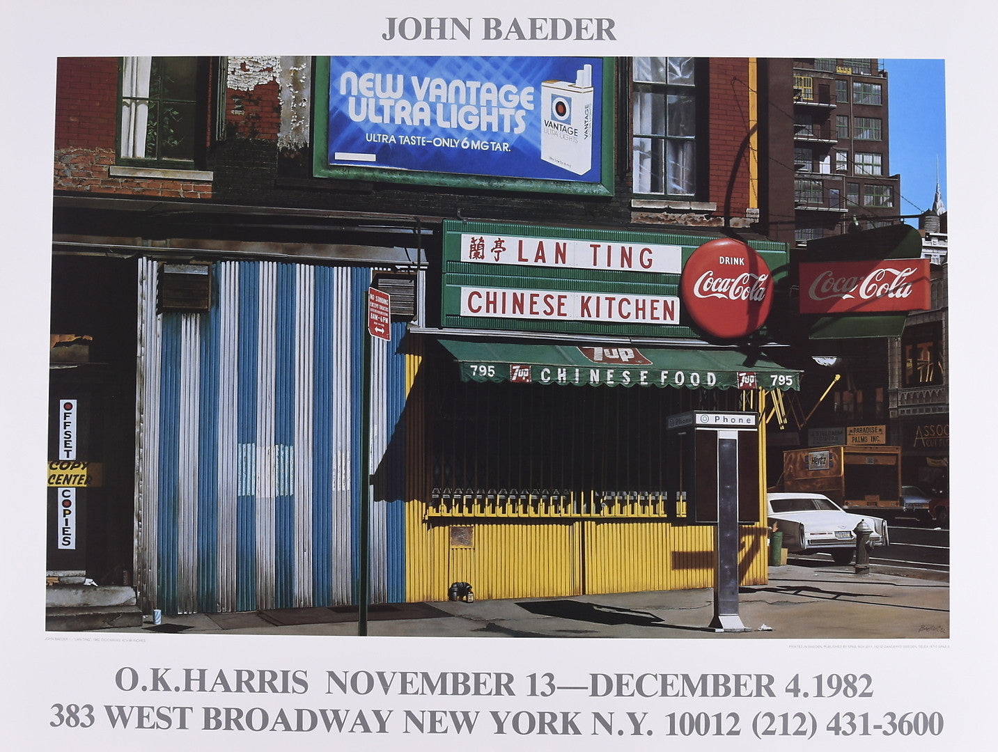 Offset Print Poster - John Baeder - Lan Ting - 1982 OK Harris - Street Scape - Dahlströms Fine Art