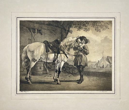 Original Print - Man Holding a Horse - Bayerischer Gemalde Saal - Carl Wilhelm