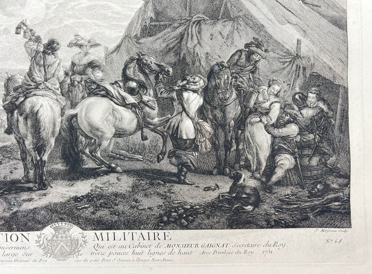 Original Print - War Horse - Recreation Militaire - Resting Soldiers at Tents