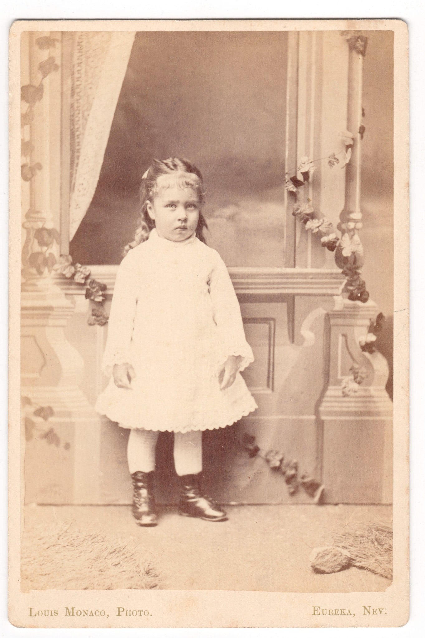 Original Antique Photo Cabinet Card Child Portrait Louis Monaco, Photo Eureka - Dahlströms Fine Art
