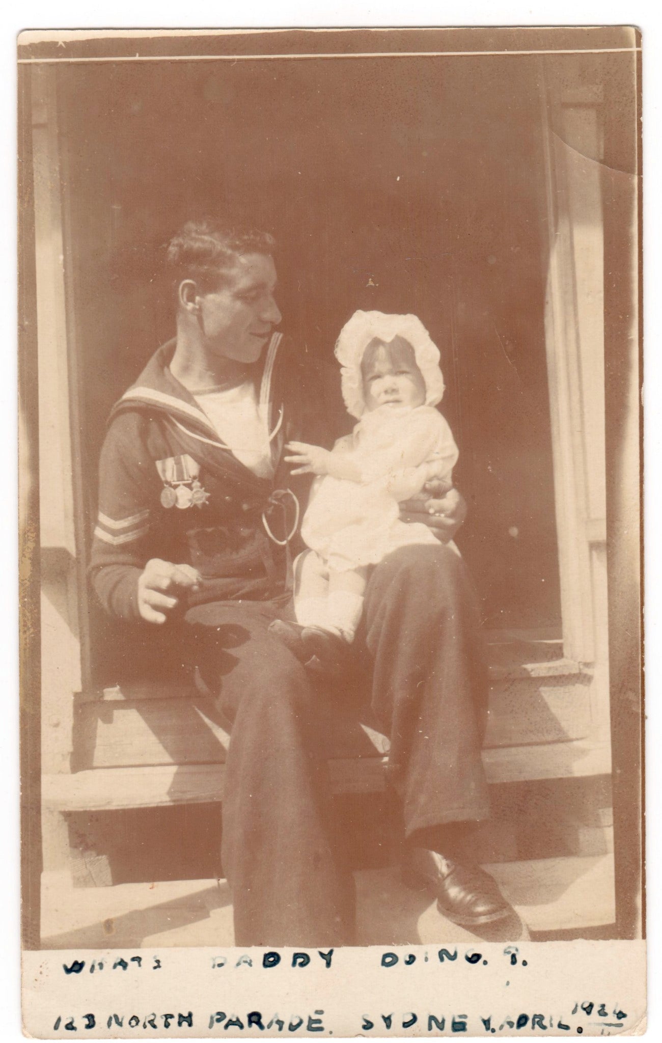 Photo - Navy - British Sailor - Portrait of Dad and Daughter - United Kingdom