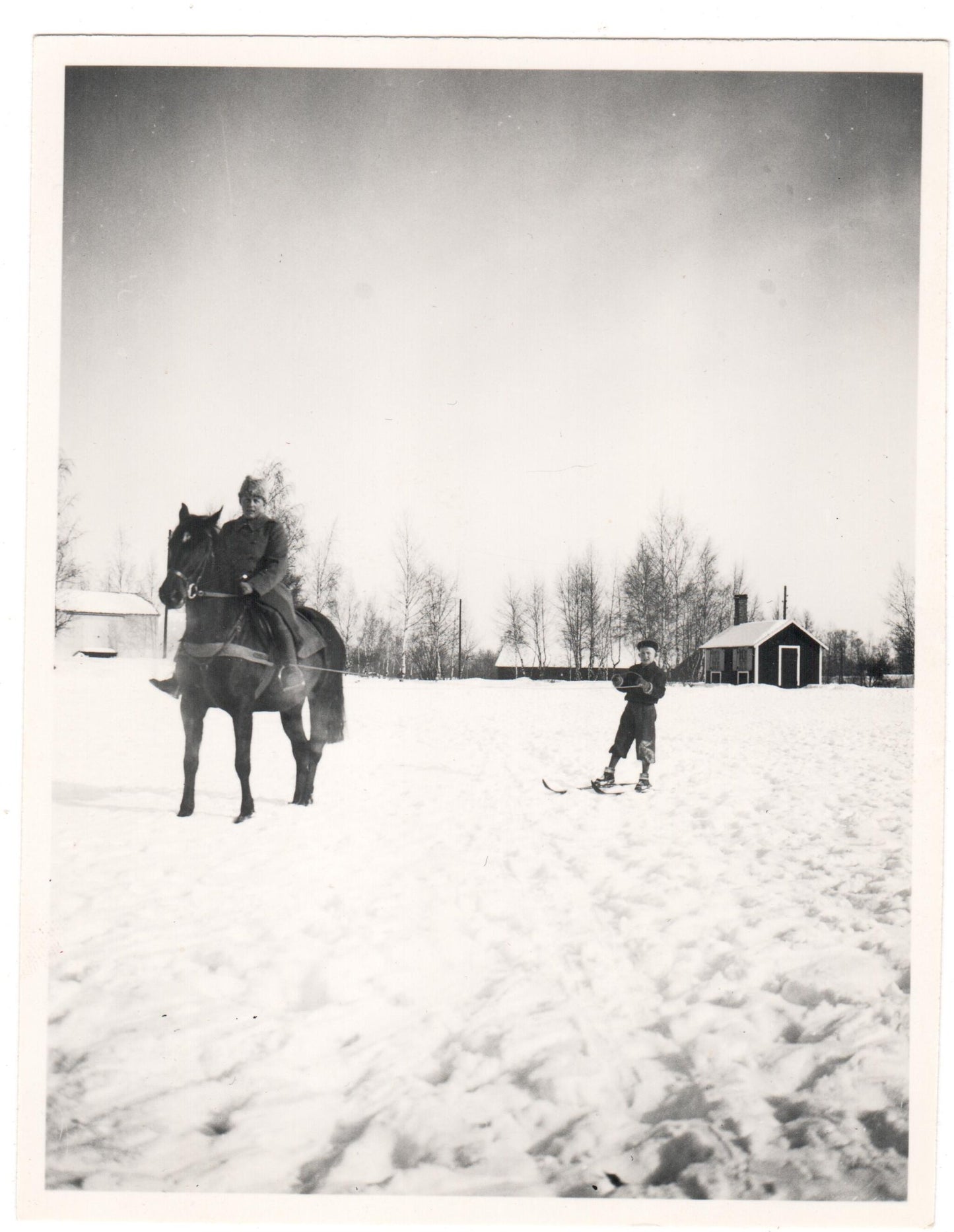 Vintage Photography - Winter Landscape - Portrait of a Man on a Horse - Europe