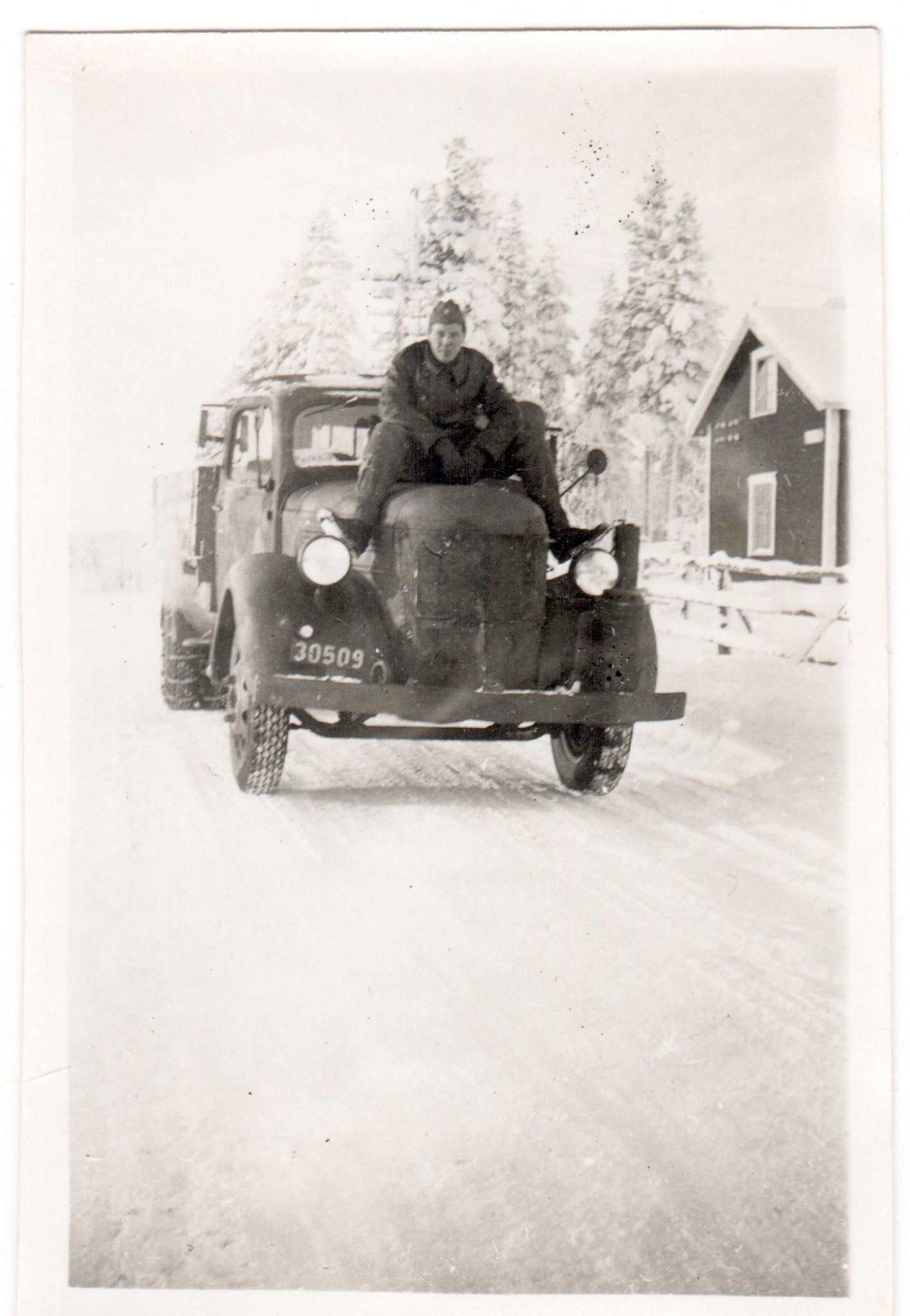 Vintage Photography - Portrait of Man - Winter Photo - Photo of Old Car - Sweden
