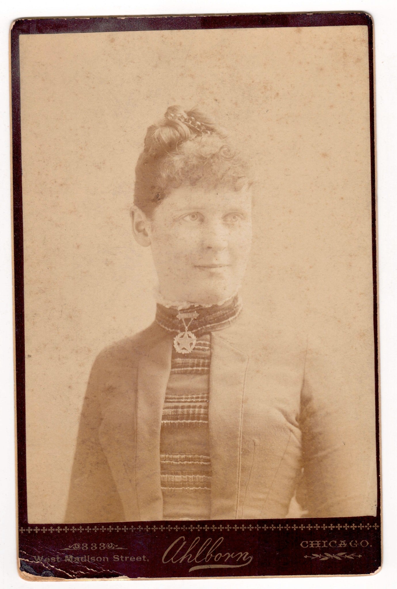 Original Antique Photo Cabinet Card Lady Portrait Chicago Illinois Photo - Dahlströms Fine Art