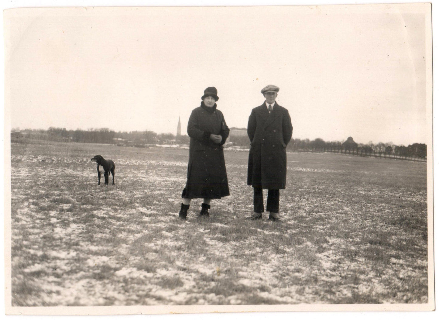 Old Pretty Postcard - Photo of Lady and a Gentleman with a Dog - Uppsala, Sweden