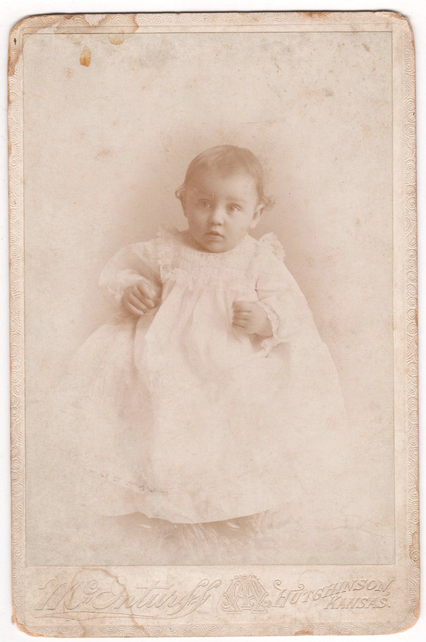 Original Antique Photo Cabinet Card Baby Portrait Hutchinson Kansas Photo - Dahlströms Fine Art