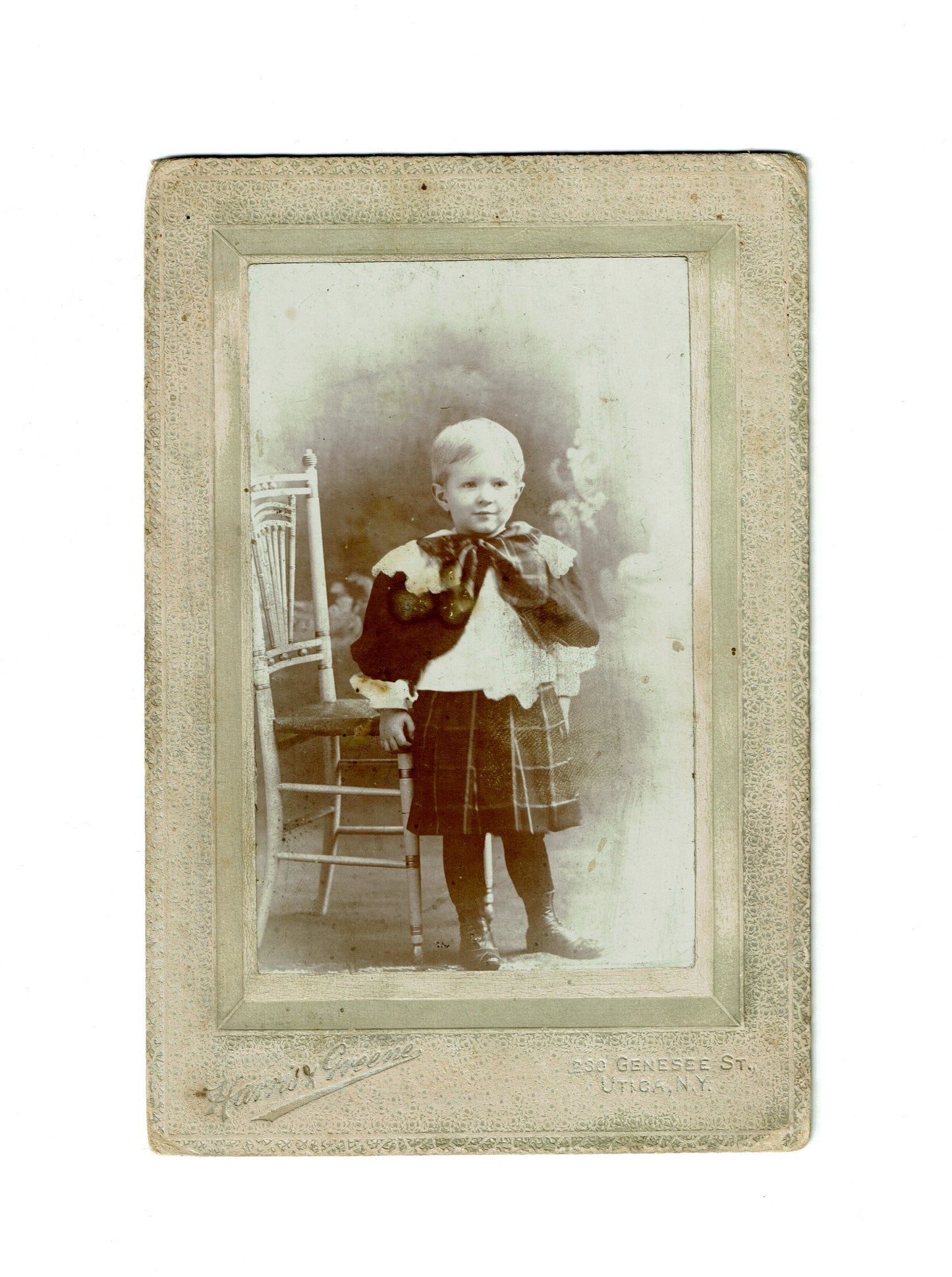 Original Antique Photo Cabinet Card Child Portrait Utica New York - Dahlströms Fine Art